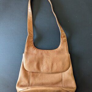 Charter Club Brown Pebbled Leather Hobo Shoulder Bag Purse Handbag Tote Satchel